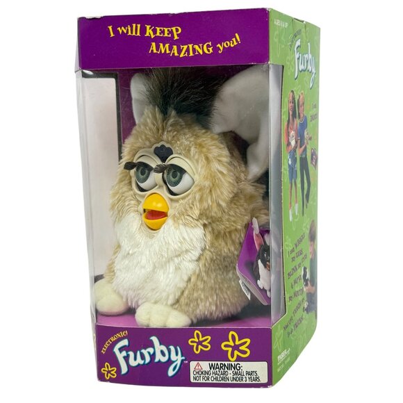 1998 Furby Tiger Electronics 70-800 Bear Tan White & Brown Green Eyes SEALED - Picture 2 of 8